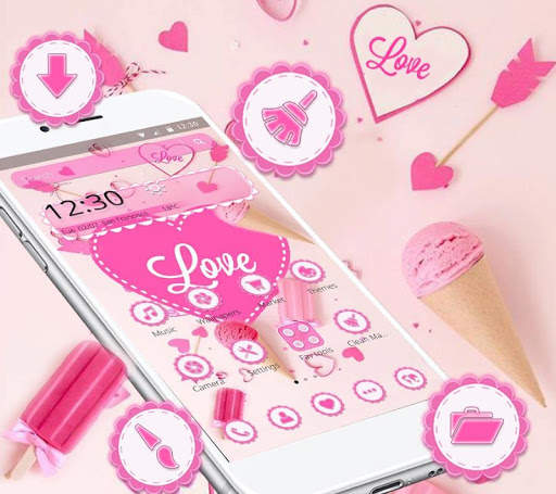 Love Pink Heart Candy Theme screenshot 1
