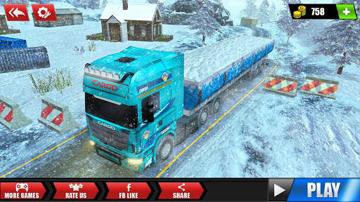 Offroad Snow Trailer Truck Driving Game 2020 screenshot 13