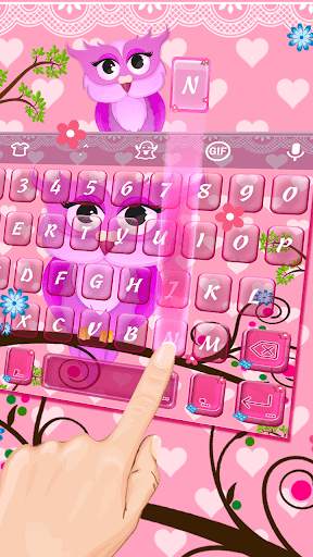 Pink Owl Emoji Keyboard Theme screenshot 2