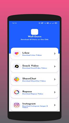 Wall-Down | Social Media Video Downloader screenshot 1