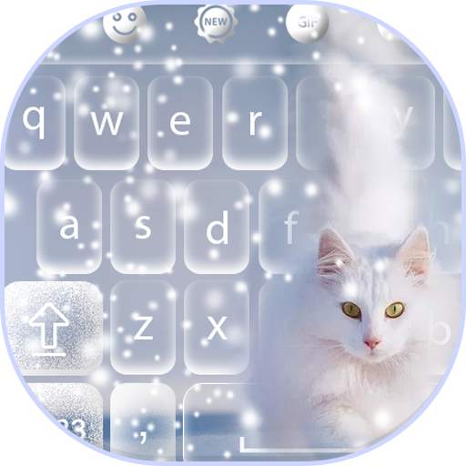 White Snow Cat Keyboard Theme 1.0