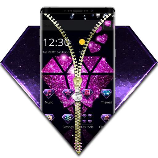 Violet Glitter Diamond Zipper Theme 1.1.3