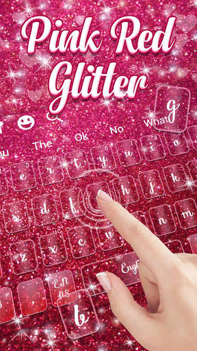 Beautiful Pink Red Glitter Keyboard Theme screenshot 2