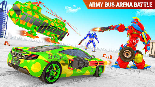 Fly Army Bus Robot Helicopter Car: Robot Car Games screenshot 5