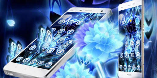 Blue Neon Butterfly Theme screenshot 4