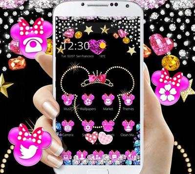 Pink Black Micky Bow Glitter Theme screenshot 1