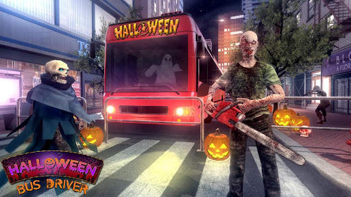 Halloween Monster City Bus: Night Racing Sim 2018 screenshot 1