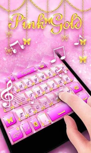 Pink Gold GO Keyboard Theme screenshot 3