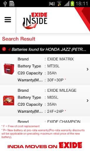 Battery App - EXIDE INSIDE screenshot 4