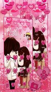 Cute Pink Love Couple Theme screenshot 3