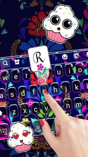 Blue Mexican Flowers Keyboard  screenshot 2
