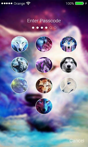 Wolf Lock screen Passcode, Neon Wolf HD Wallpaper screenshot 2