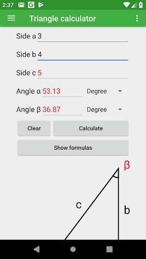 Triangle calculator screenshot 2