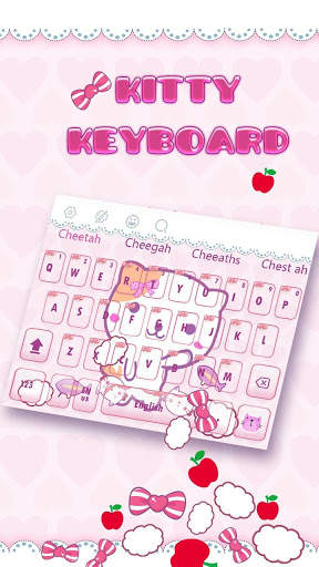 Cute Pink Kitty Cat Keyboard Theme screenshot 1