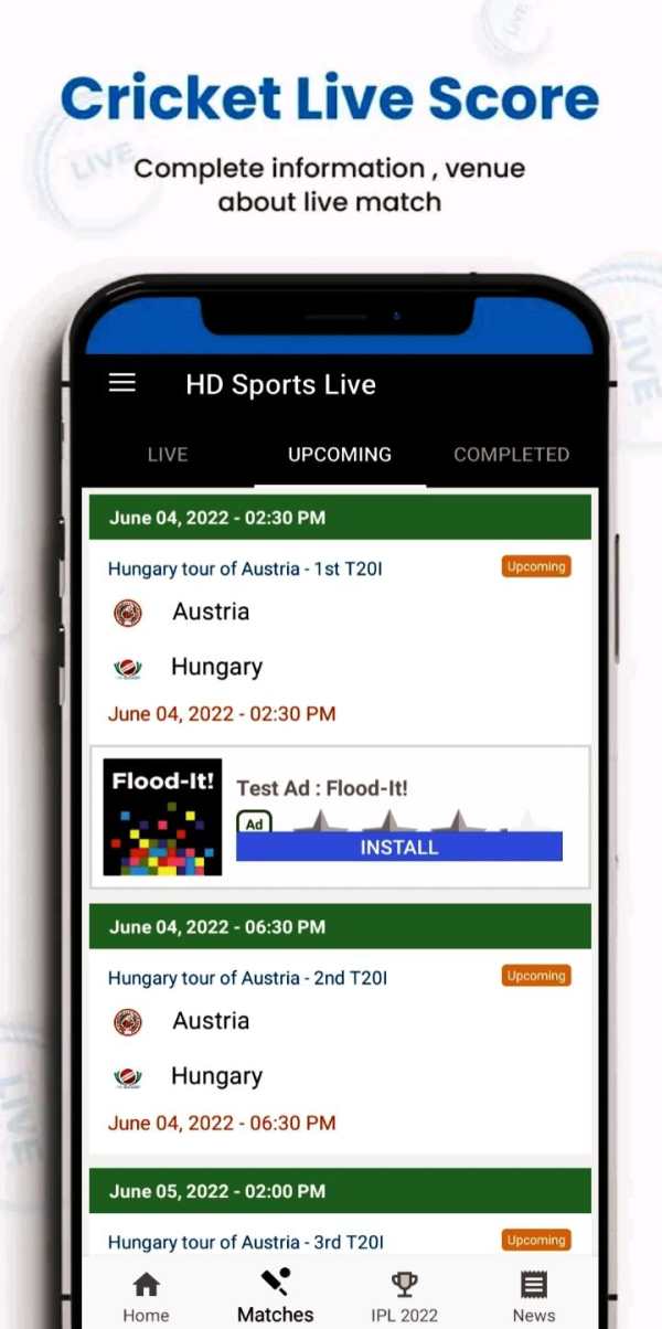HD Sports - Live Cricket Score screenshot 3