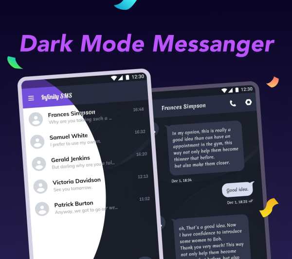 Infinity SMS - Dark Mode, Dark Theme Messenger screenshot 1