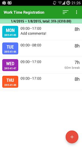 Work Time Registration screenshot 4