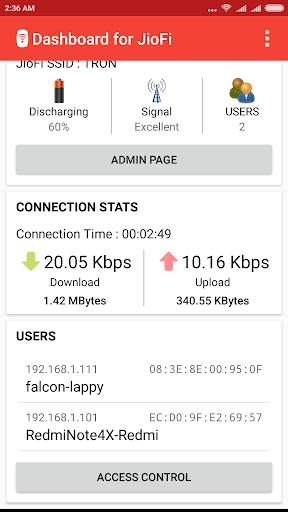Dashboard for JioFi screenshot 2