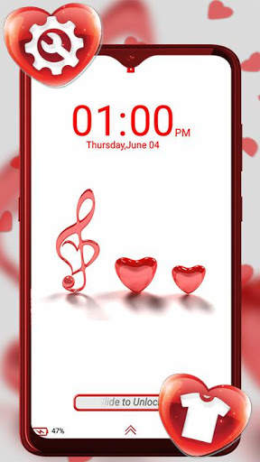 Red Glass Heart Launcher Theme screenshot 3