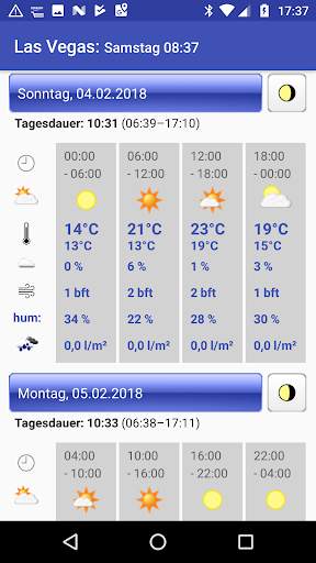 Dual Weather - Two weather reports side-by-side screenshot 2