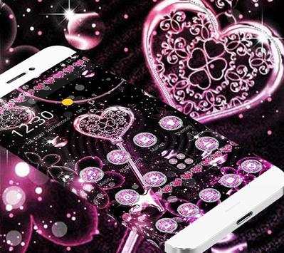 Pink Black Diamond Glitter Hearts Theme screenshot 1