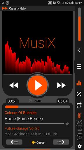 MusiX Material Dark Orange Skin for music player screenshot 1