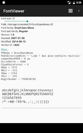 Font viewer screenshot 1