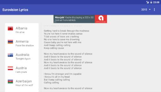 Lyrics of ESC Songs screenshot 6