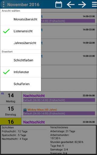 Verdienst Schicht Planer Lite screenshot 2