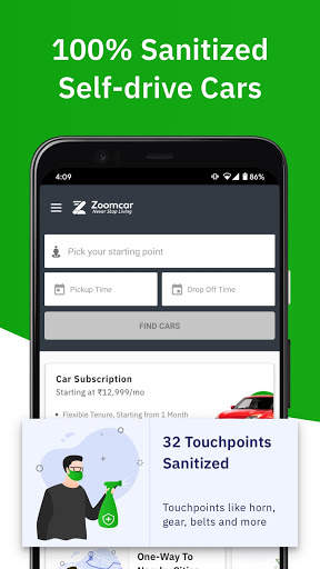 Zoomcar - Sanitized Self-drive car rental service screenshot 1