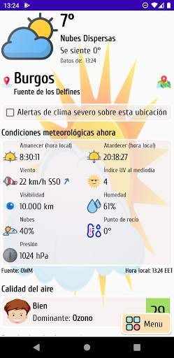 Pronóstico El Tiempo y calidad del aire con widget screenshot 1