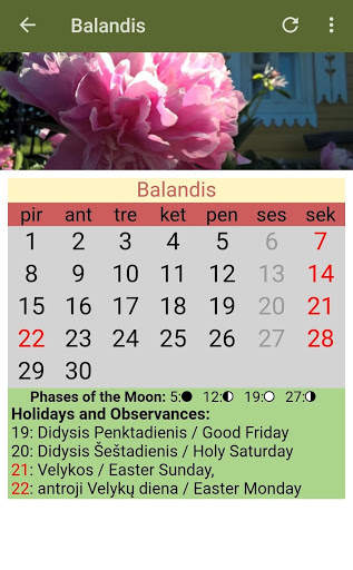 Lithuanian Calendar 2020 скриншот 3