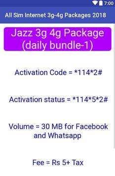 All Sim Internet 3g-4g Packages 2018 screenshot 4