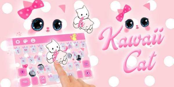 Cute Kawaii Kitty Pink Bow Keyboard Theme screenshot 5