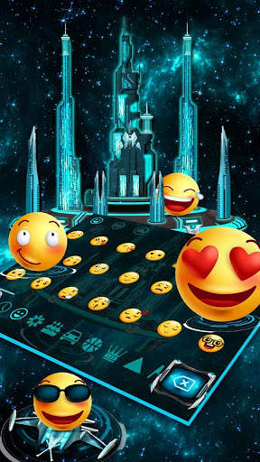 3D Space Galaxy City Keyboard Theme screenshot 3