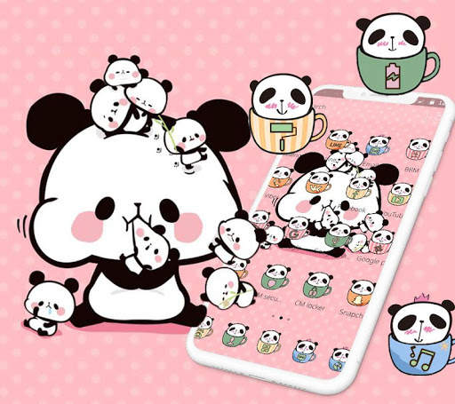Pink Cartoon Cute Panda Theme скриншот 2
