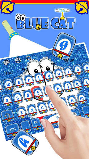 Kawaii Blue Cat Diamond Keyboard screenshot 3