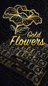 Gold Flowers Black Keyboard screenshot 1