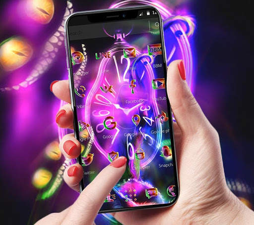 Neon Purple Clock Monster Theme screenshot 5