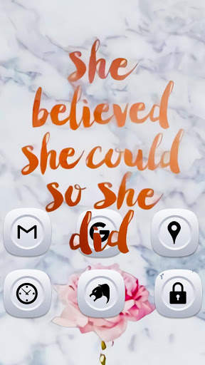 White Marble Neon Words Theme screenshot 2