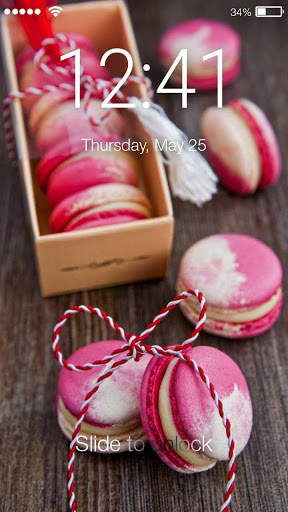 Yummy Pink And Purple Macarons Screen Lock screenshot 1