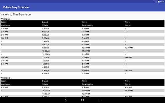 Vallejo Ferry Schedule 2017 screenshot 2