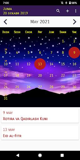 Òzbekiston Kalendar screenshot 3