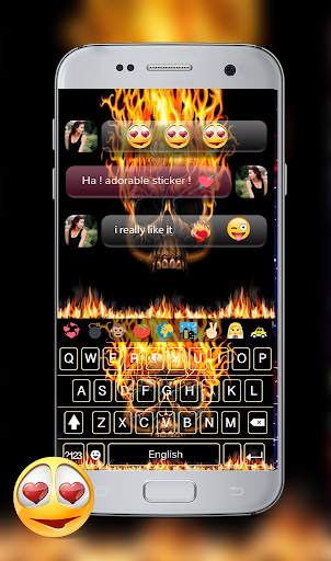 Fire Skull Emoji Keyboard Theme screenshot 3