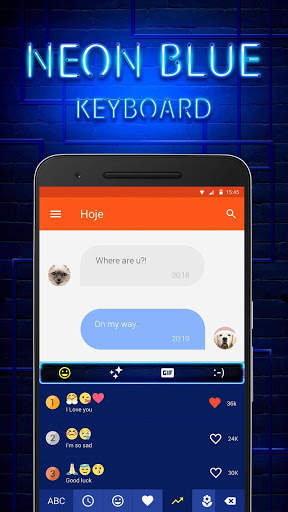 Neon Blue Keyboard Theme & Emoji Keyboard screenshot 3