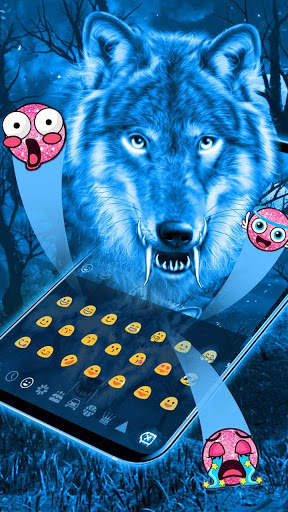 Blue Wild Wolf Keyboard Theme screenshot 3