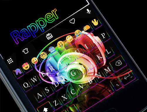Rapper Neon Emoji Keyboard screenshot 6