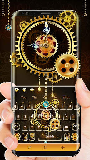 Clock Luxury Gold Keyboard Theme स्क्रीनशॉट 2