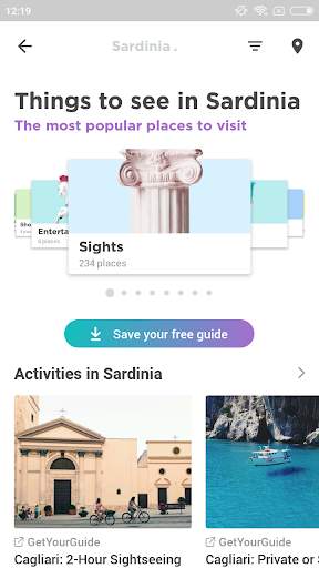 Cerdeña Travel Guide in English with map screenshot 2