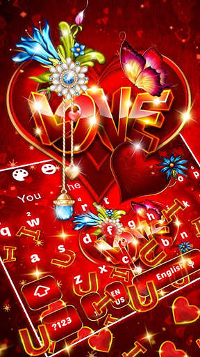 Valentines Red Love Heart Gravity Keyboard screenshot 1